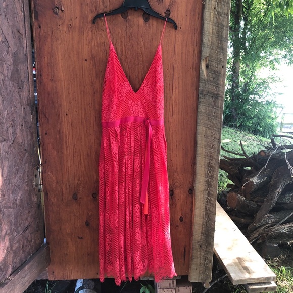 Free People Gorgeous Bright Pink Crochet Dress - Picture 2 of 5